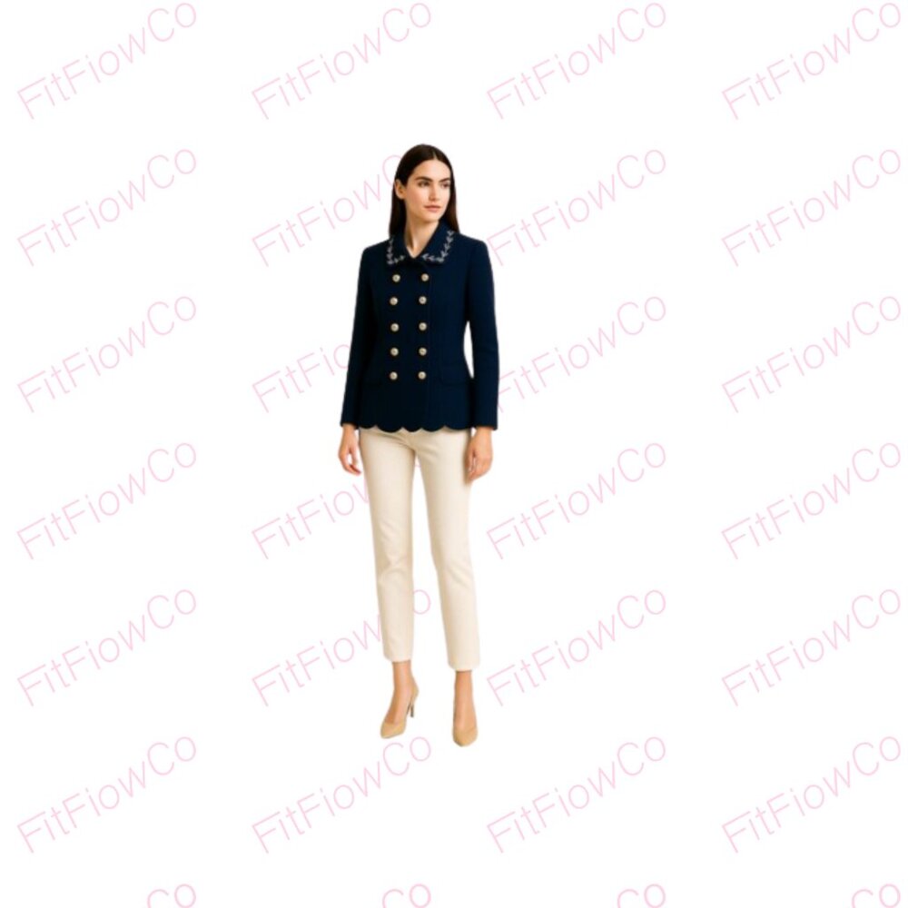 Leslie Fay Vintage Navy Blouse –Size 12 EVC